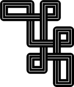 Tavuhakan logo: kirjaimet T ja H hannunvaakunan koristeellisella tyylillä  // Tavuhaka logo: letters T and H in Saint Hannes cross decorated style